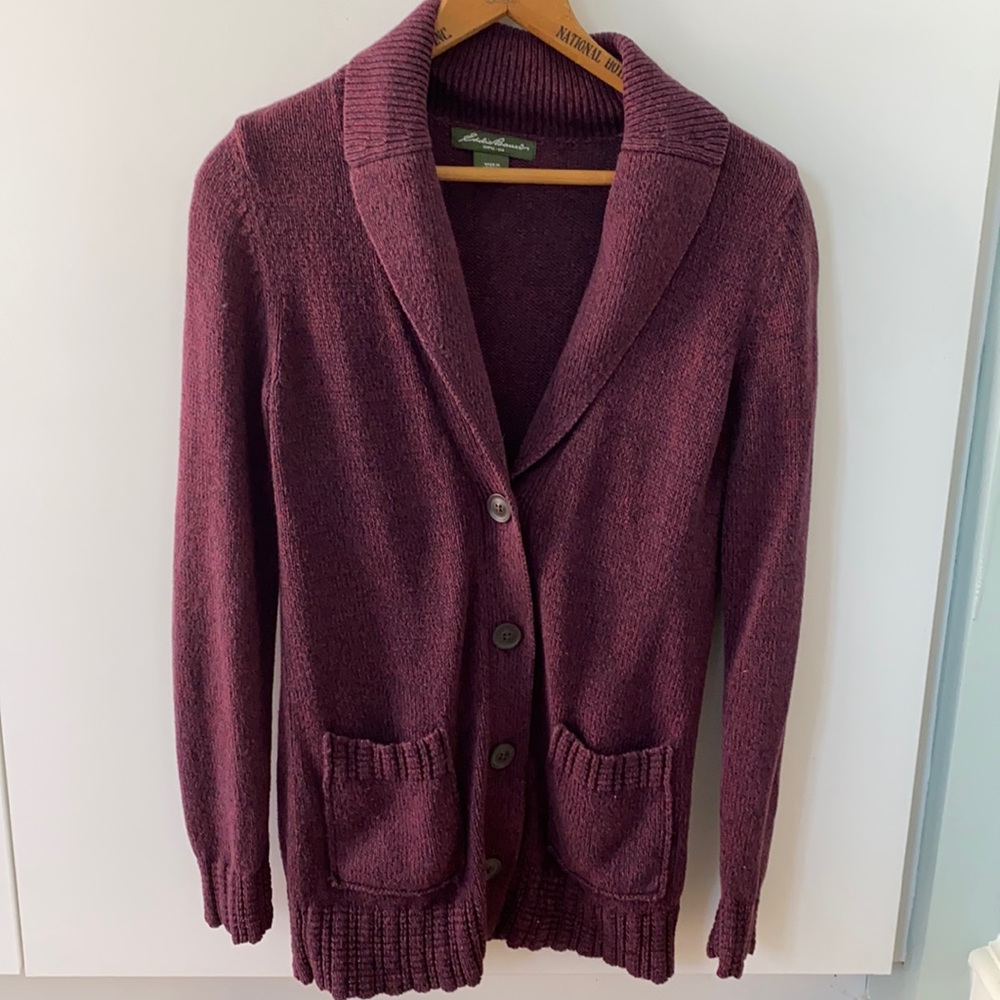 Eddie Bauer Cardigan Sweater Size Small Maroon/Purple